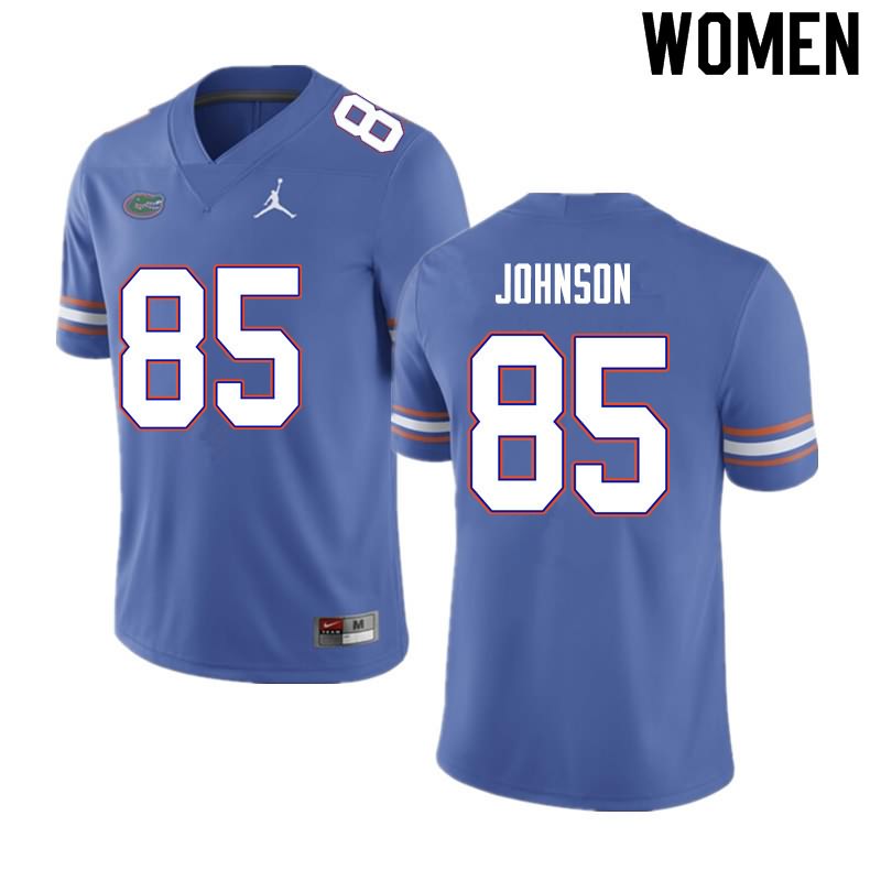 NCAA Florida Gators Kevin Johnson Women's #85 Nike Blue Stitched Authentic College Football Jersey XGG8364QI